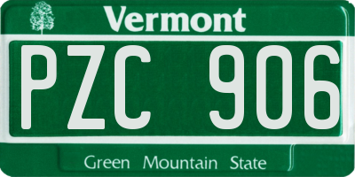 VT license plate PZC906