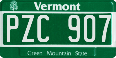 VT license plate PZC907