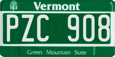 VT license plate PZC908