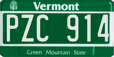 VT license plate PZC914