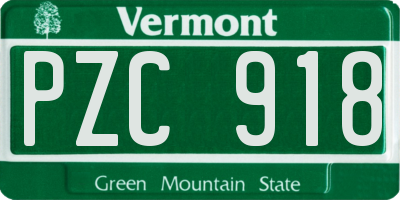 VT license plate PZC918