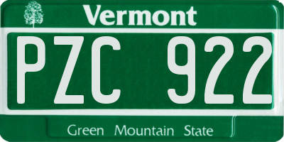 VT license plate PZC922