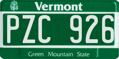 VT license plate PZC926
