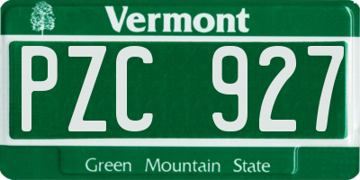 VT license plate PZC927