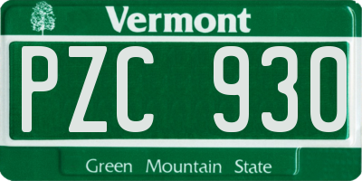 VT license plate PZC930