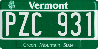 VT license plate PZC931