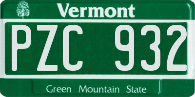 VT license plate PZC932