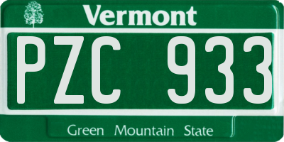 VT license plate PZC933