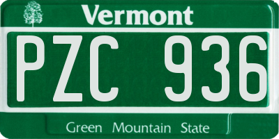 VT license plate PZC936