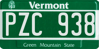 VT license plate PZC938