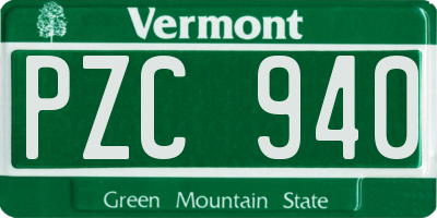 VT license plate PZC940