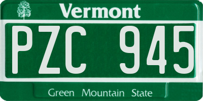 VT license plate PZC945