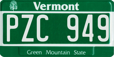 VT license plate PZC949