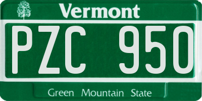 VT license plate PZC950