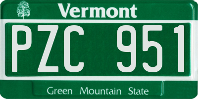 VT license plate PZC951