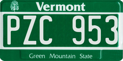 VT license plate PZC953