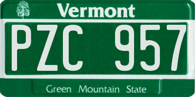 VT license plate PZC957