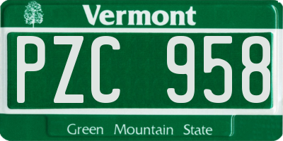 VT license plate PZC958
