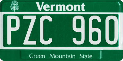 VT license plate PZC960