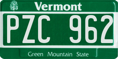 VT license plate PZC962