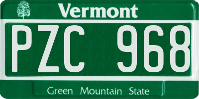 VT license plate PZC968