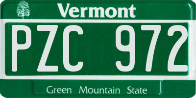 VT license plate PZC972