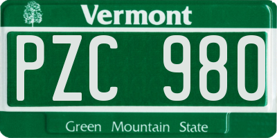 VT license plate PZC980