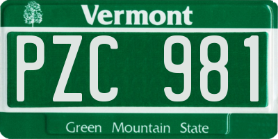 VT license plate PZC981
