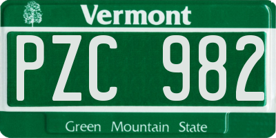 VT license plate PZC982