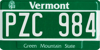 VT license plate PZC984