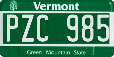 VT license plate PZC985