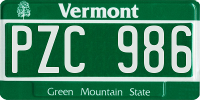VT license plate PZC986