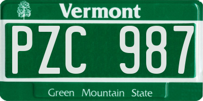 VT license plate PZC987