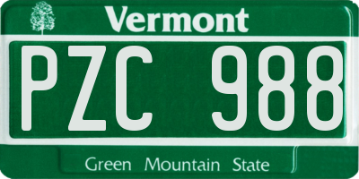 VT license plate PZC988