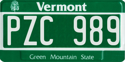 VT license plate PZC989