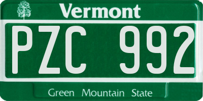VT license plate PZC992