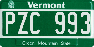 VT license plate PZC993