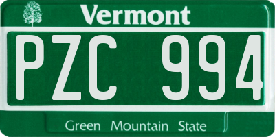 VT license plate PZC994