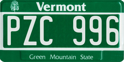 VT license plate PZC996