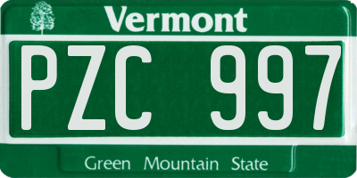 VT license plate PZC997