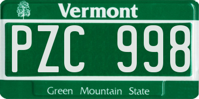 VT license plate PZC998