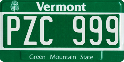 VT license plate PZC999