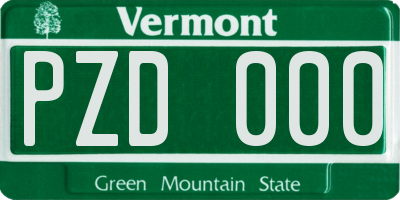 VT license plate PZD000
