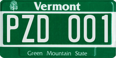 VT license plate PZD001