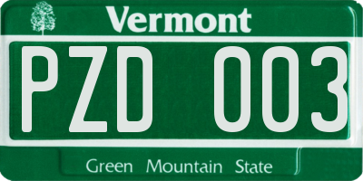VT license plate PZD003