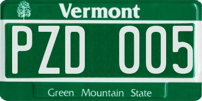 VT license plate PZD005