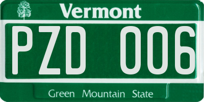 VT license plate PZD006