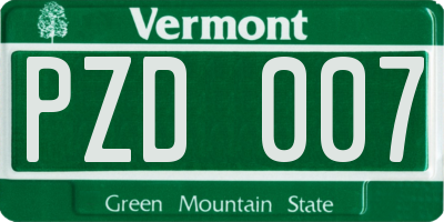 VT license plate PZD007