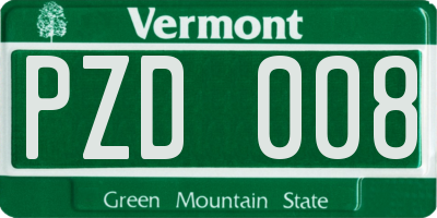 VT license plate PZD008