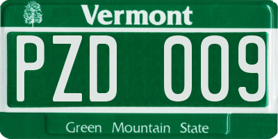 VT license plate PZD009